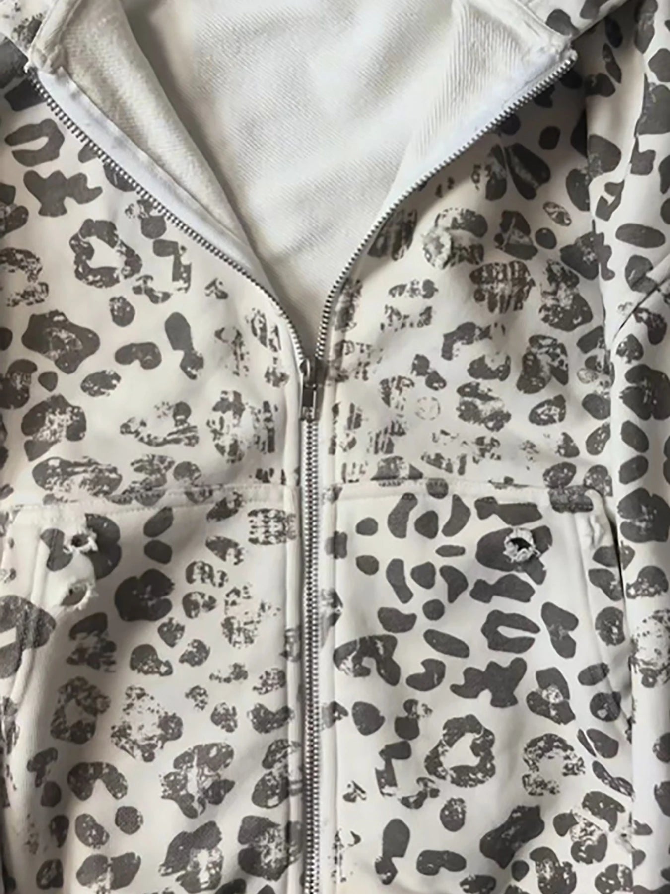 Voguable  Autumn and Winter Leopard Print Fur Collar Zipper Hoodie Y2K Retro Jacket Street Long Sleeved Hooded Sweatshirt voguable