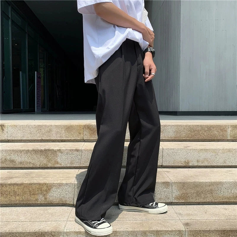 New Japanese Retro Male Suit Pants Light Luxury Straight Draped Button-down Business Casual Pants Premium Slim Elegant Trousers voguable
