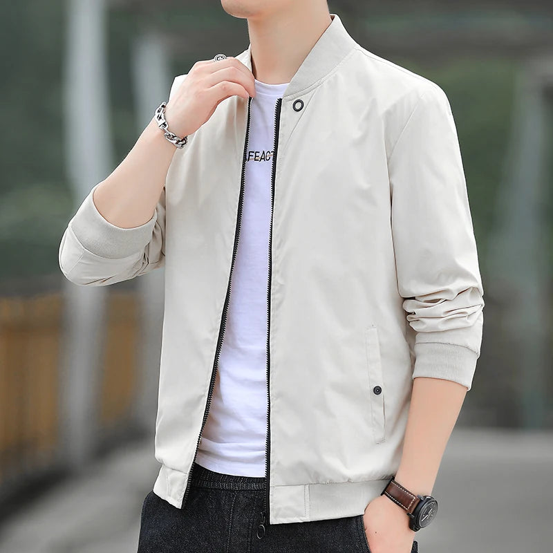 New Autumn Bomber Baseball Jacket Men Fashion Slim Fit Coat Streetwear Solid Color Male Outwear Zipper Casual Jackets Brand Tops voguable