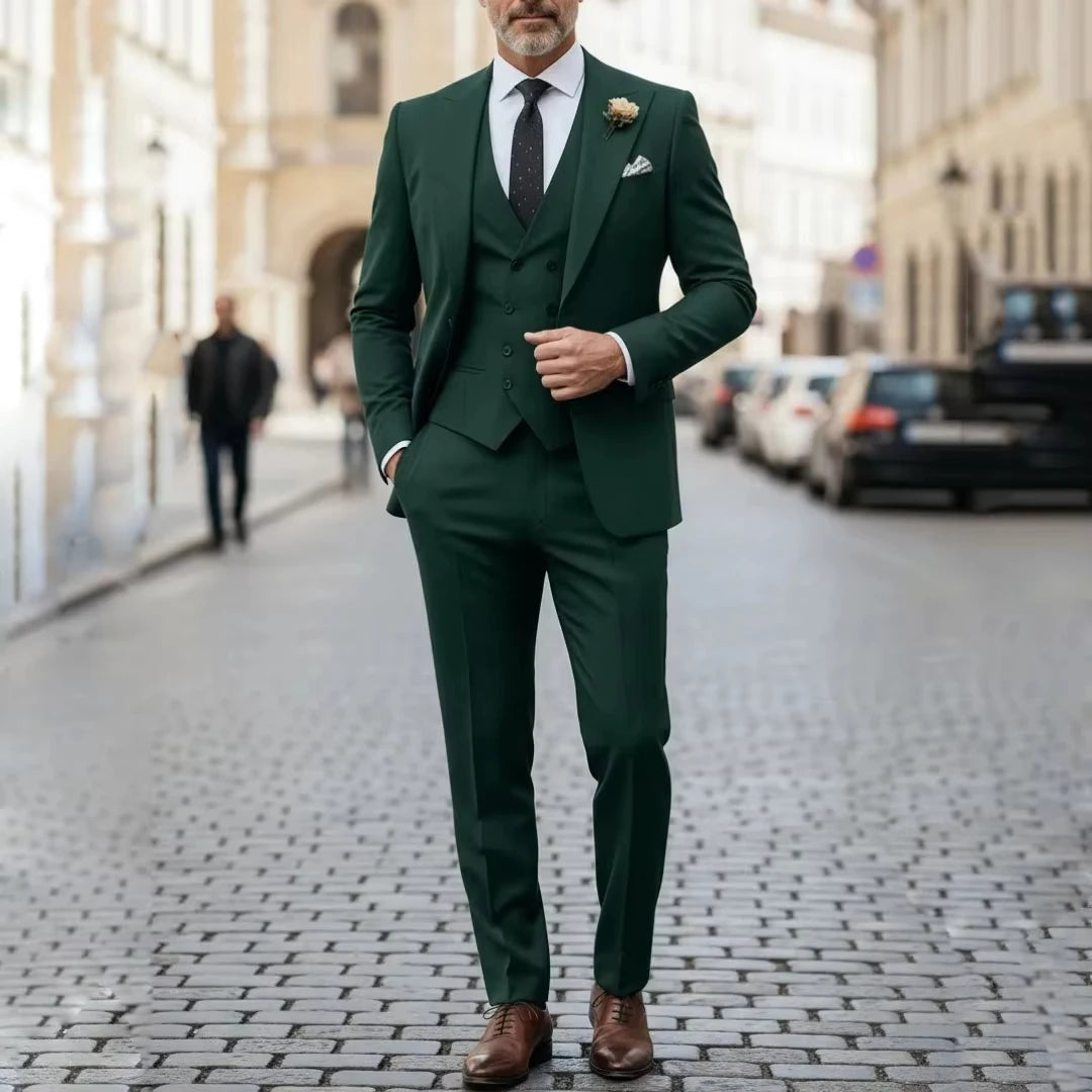 Voguable  Men Suit Gray 3 Pieces Jacket Vest With Pant Solid With Lapel For Wedding Groom Party Prom Birthday Banquet Business Work Set voguable
