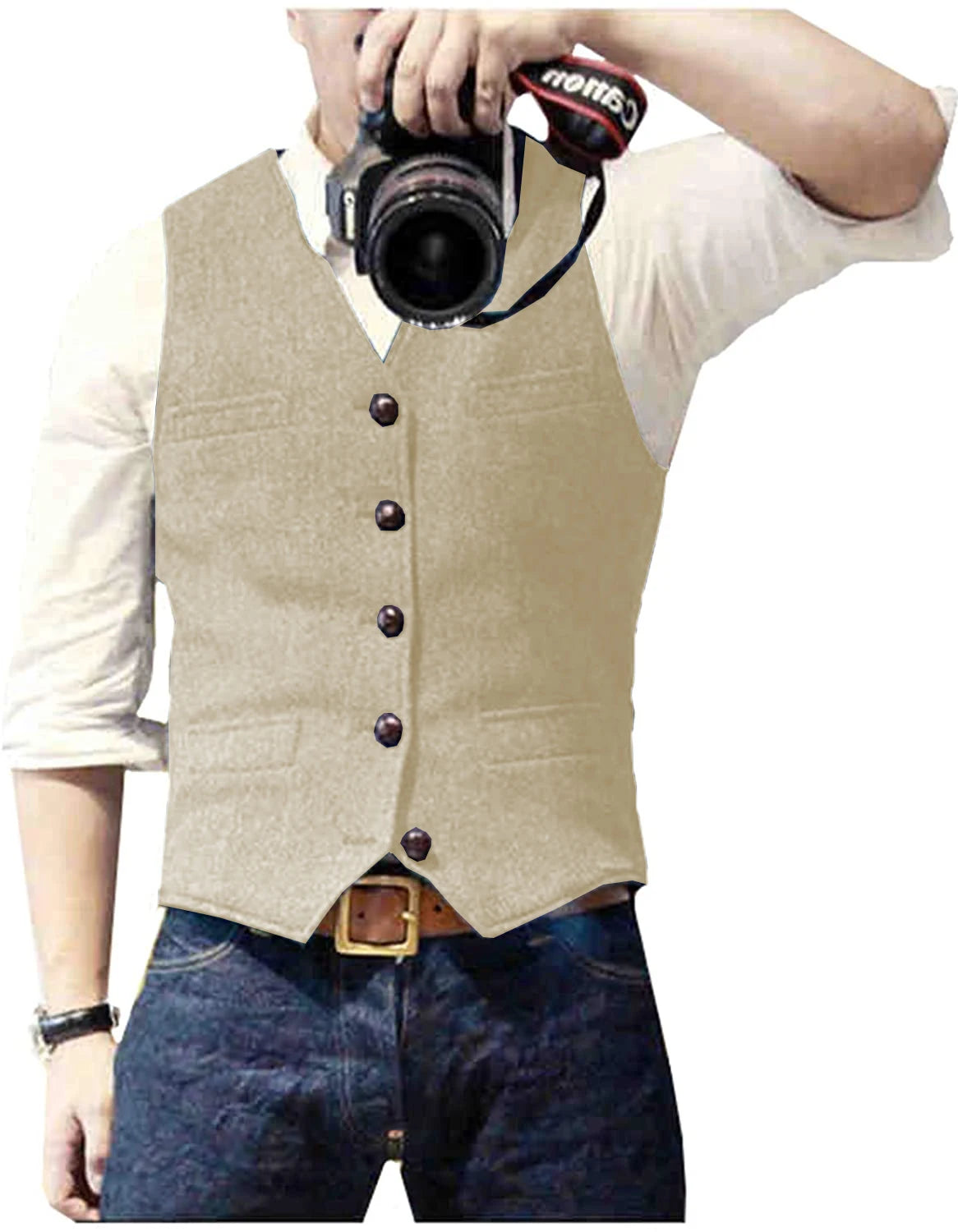 Men's Casual Classic Suit Vest V Neck Herringbone Tweed Slim Fit Business Waistcoat For Wedding voguable
