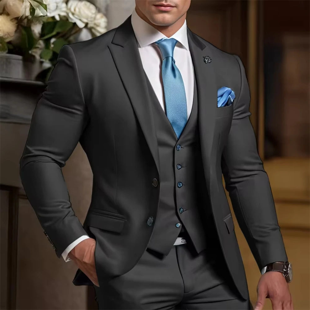 Voguable  Elegant Suit for Best Man Tailor Made Formal Men's Suit 3 Piece Blazer Vest Pant Suits Wedding Tuxedo Groom Custom Outfit Party voguable
