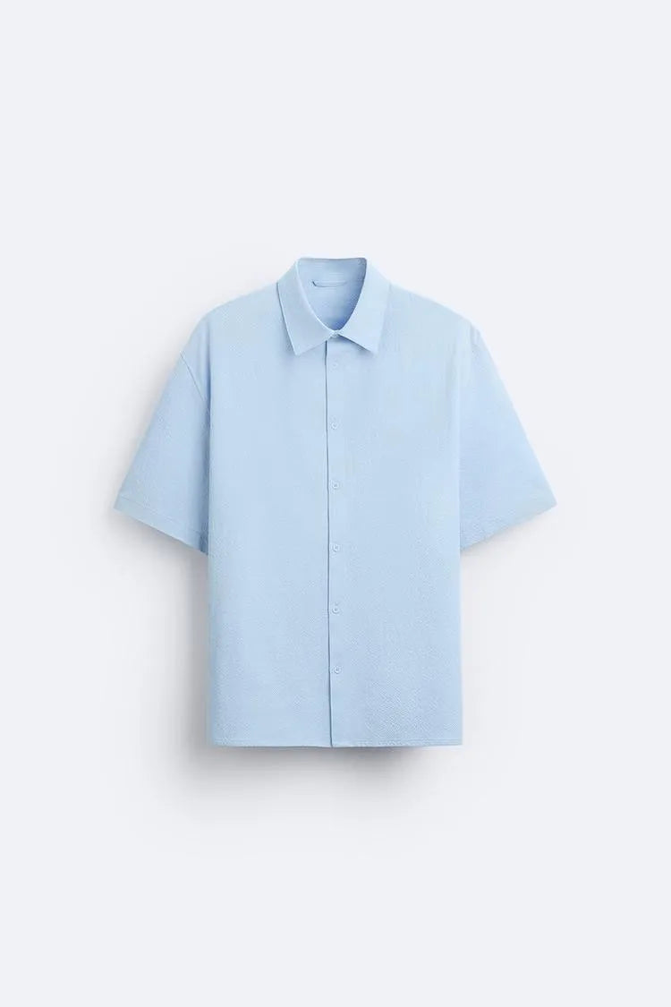 Voguable Seersucker shirt 2024 Spring/summer new technology fabric loose version of business casual men's short-sleeved shirt voguable