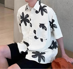 Men Shirt Floral Printing Lapel Short Sleeve Loose Men Clothing Summer Streetwear KoreanFashion Male Casual Shirts  2025 voguable