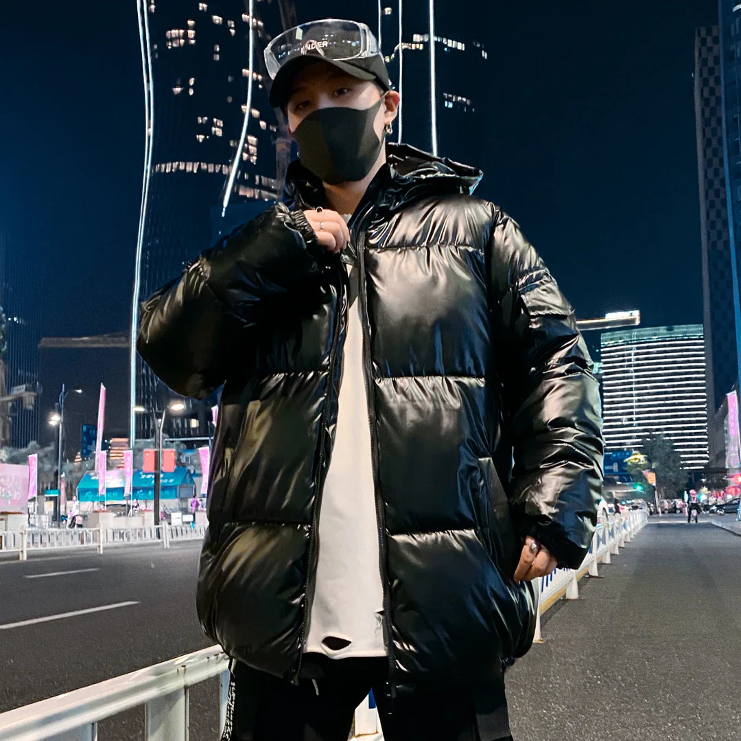 Winter Solid Color Parka Men Thick Hooded Jacket  New Warm Harajuku Coat Male Casual Zipper Jackets Windproof Outwear gotmes-shop