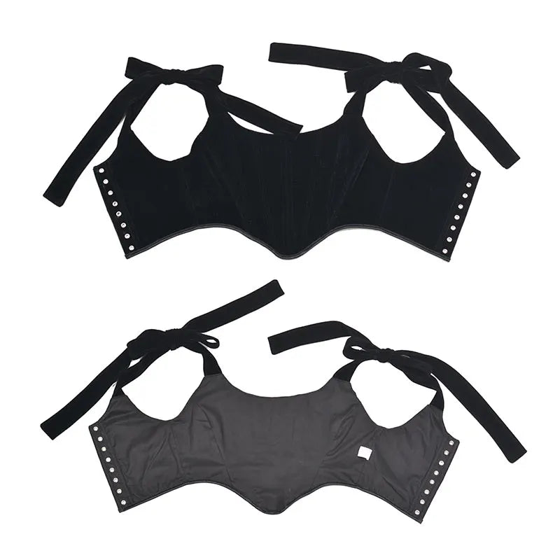 Goth Pentagram Black Camis Y2k Vintage Velvet Sexy Corset Tops Gothic Halter Backless Hollow Short Tops Basic halter top voguable