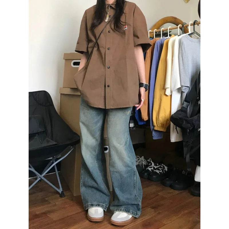 Vintage Blouse for Women 2024 Shirts Woman Summer Short Sleeve Korean Style Oversized Shirt Chiffon Blouse Crop Shirt voguable