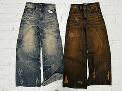 Retro High Waisted Baggy Jeans Y2k Jeans Punk Hip Hop Ripped Jeans for Women Harajuku Rock Wide Leg Slouchy Pants Streetwear voguable