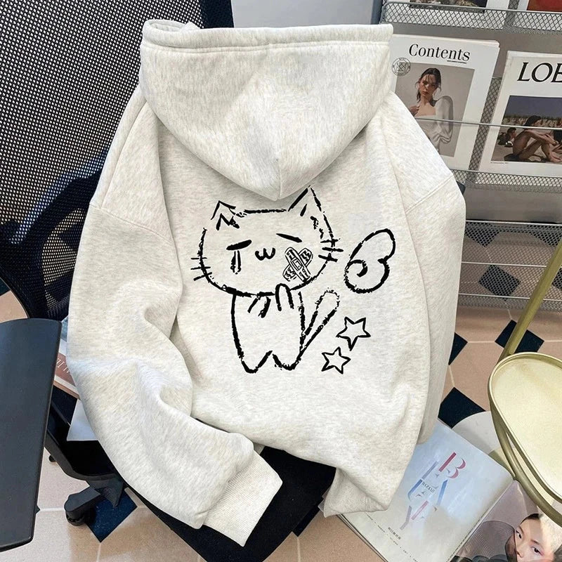 Japan Kawaii Cartoon Hoodies Women Vintage Preppy Style Cute Sweet Sweatshirts Loose Long Sleeve Lady Y2K Fall Winter Tops voguable