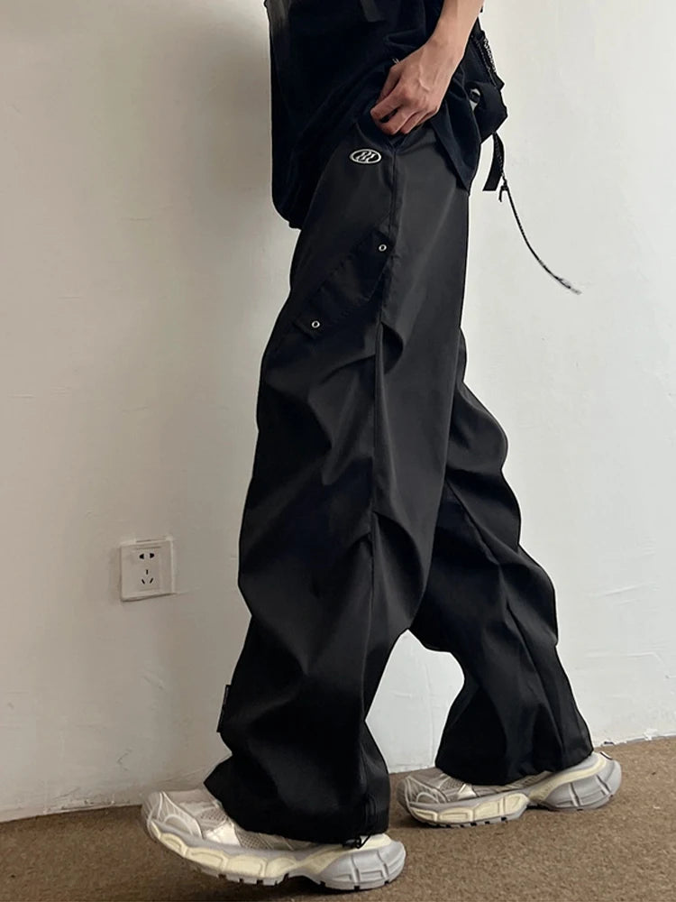 Voguable  Techwear Parachute Cargo Pants Men Hip Hop Wide Leg Trousers Male Quick Drying Streetwear Loose Oversize Korean Hip Hop voguable