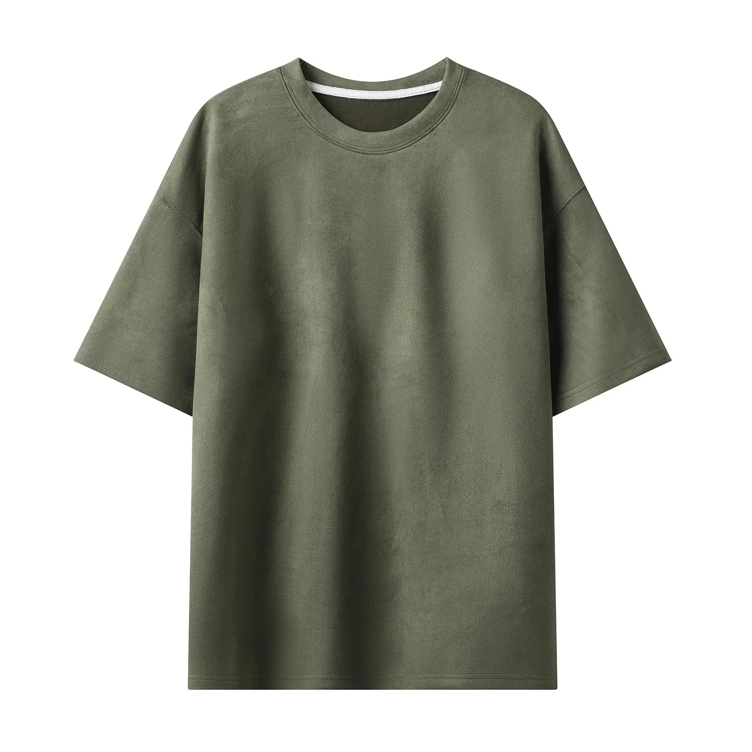 Summer Short-sleeved T-shirt Men Oversized Casual Suede T Shirt Men Streetwear Loose Solid Color O-neck Tshirt Mens Top M-3XL voguable