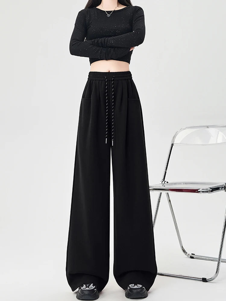 Streetwear Y2K Sweatpants Women Vintage High Waist Loose Straight Trousers American Harajuku Bf Fall Hip Hop Pockets Pants voguable