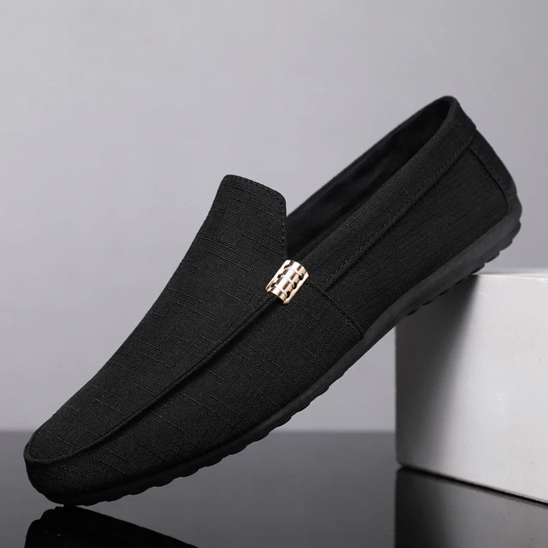 Voguable  Mens Canvas Slip On Loafers Fashion Dress Driving Shoes Formal Wedding Party Casual Flats Plus Size Comfortable Office Wear voguable