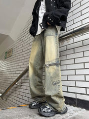 Streetwear Pocket Design Men Jeans Cargo Pants Loose Plus Size Neutral Wide Leg Pants Harajuku Casual Denim Pants Gothic Y2K voguable