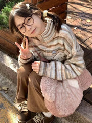 Y2k Aesthetic Japanese Knit Cardigan Kawaii Dog Embroidery Harajuku  Femme Striped Preppy Autumn Zipper y Womens voguable