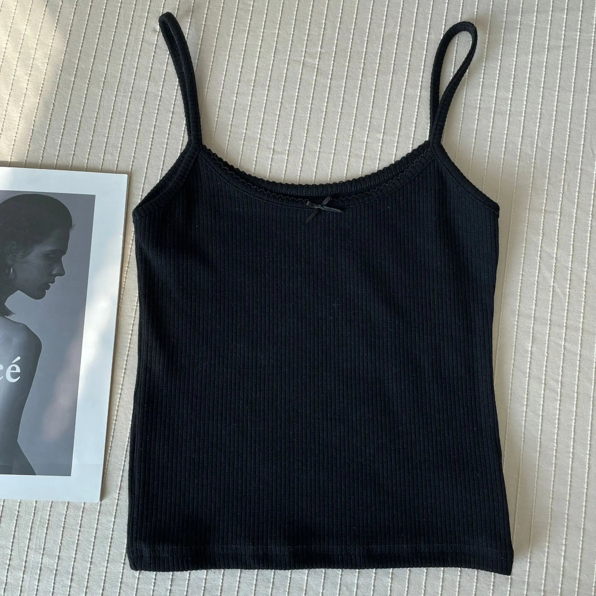 Floral Eyelet Bow Cotton Crop Tops Summer Lace Trim Sleeveless Slim Tank Top Women Preppy Style Sweet Camisole Y2k Clothes voguable