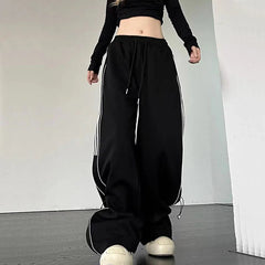 Y2K Streetwear Cargo Pants Women High Waist Baggy Oversize Parachute White Sweatpants Ladies Korean Hip Hop Wide Leg Joggers voguable
