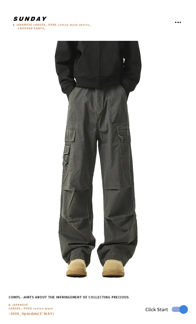 Men Cargo Pants Men Casual Multi-Pocket Cotton Overall Trousers Easy Wash outdoors Army Green Joggers Pants Male Dropshipping voguable