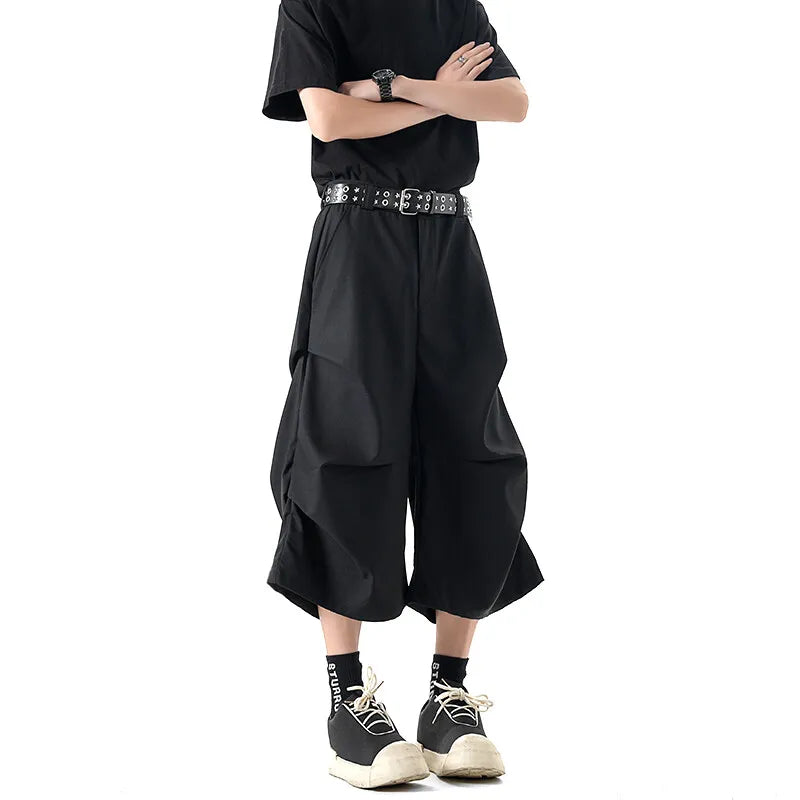 New Wide Leg Casual Pants mens Loose Fit Elastic Waist Outdoor Sport Capri Wrinkle Design Comfy Trousers for Women Men voguable