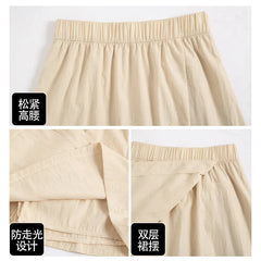 Comfortable Shorts Skirts Casual Sporty Refreshing Fabric Solid Elastic Waist Loose Shorts for Female Beach Vacation Lady Skirts voguable