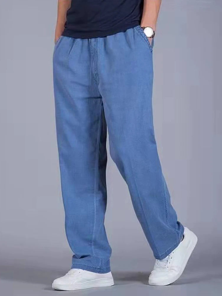 Voguable  Summer Linen Men Casual Pants Work Wear Office Thin Golf Straight Long Formal Suit Trousers Plus Size 5xl New voguable