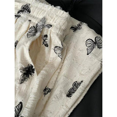 High Waist Wide Leg Pants Women Summer Loose Butterfly Print Female Casual Pants Y2K Korean Drawstring Floor Length Trousers voguable