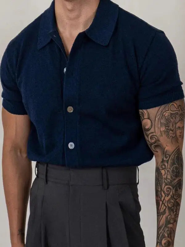 Voguable  American Style Hard Man Silk Cotton Ice Silk Knitted Short Sleeve  Shirt Breathable Muscle Men Slim Fit Summer T-Shirt voguable