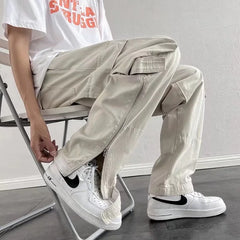 Voguable Zipper Cargo Pants Men Cotton White Cargo Trousers Male Hip Hop Streetwear Vintage Loose Casual Safari Style Pocket voguable