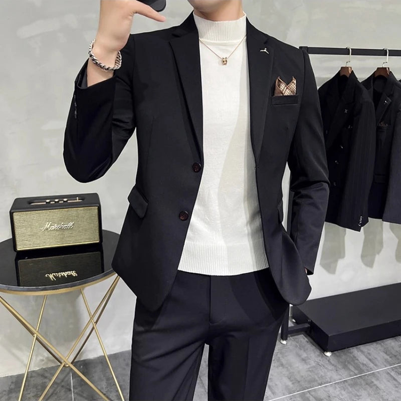 Voguable  (Jacket+Pant) Men Slim Fit Business Suits 2-Piece High Quality Italian Style Wedding Social Party Tuxedo Men Clothing 7XL-S voguable
