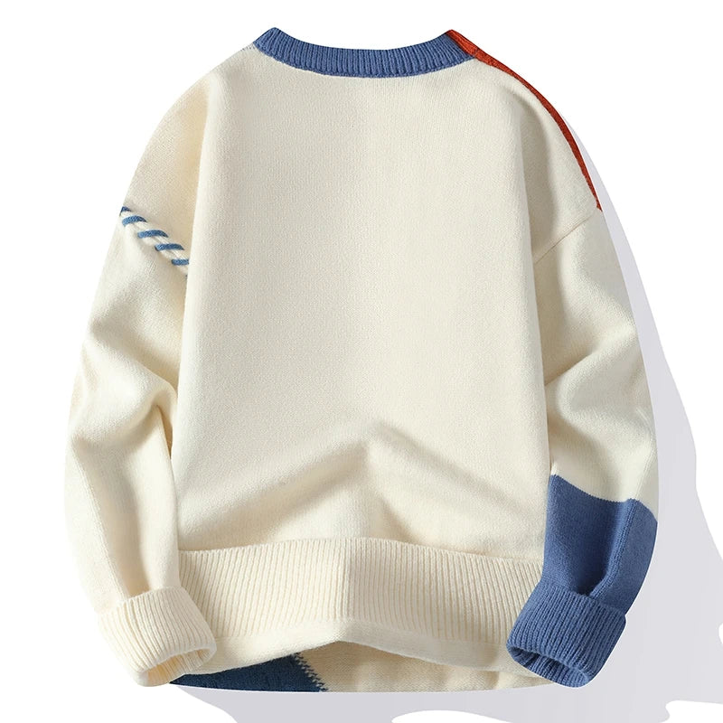 Voguable  Autumn Winter Warm Men Sweaters Fashion Turtleneck Patchwork Pullovers New Korean Streetwear Pullover Casual Men Clothing voguable