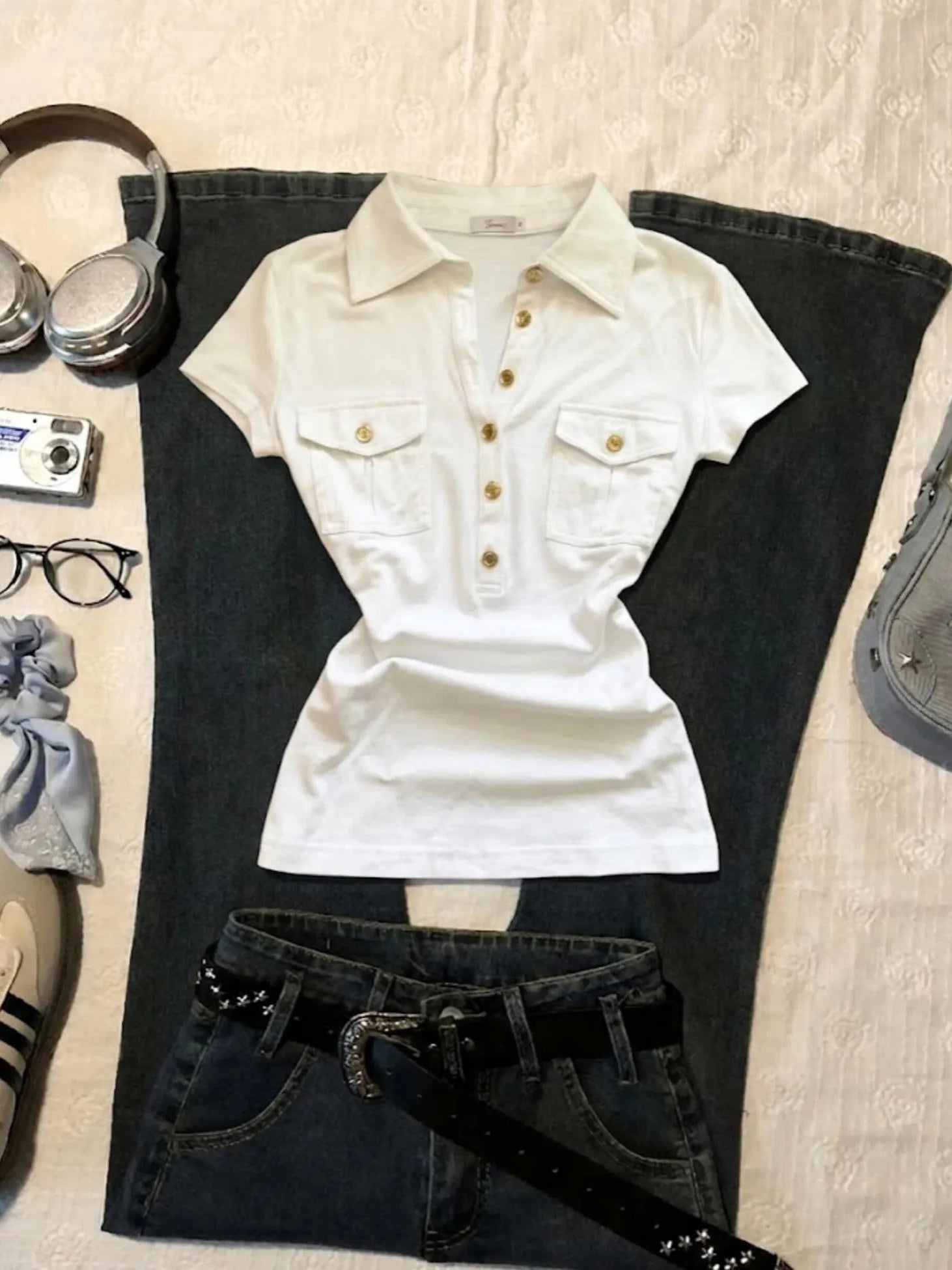 Voguable  Sexy Short Sleeve Collared T-Shirt Women's Slim Fit Summer New Design Unique Top Cotton Casual Style Universal Size Pure Color voguable