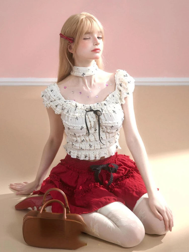 Voguable Summer Japanese Style Kawaii Cake Skirt Women Lolita Sweet Cute Y2k Mini Skirt Hot Girls 2000s Slim Korean Fashion Clothing Chic voguable