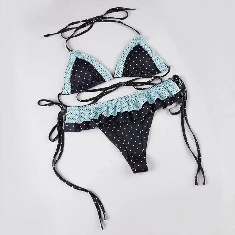 Voguable  Fairy Sweet High Waist 4-Piece Split Bikini Set For Women Print Trendy Swimwear Chic Beach Vacation Summer Party Fashion voguable