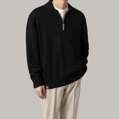 Autumn Clothing Men's Clothing Luxury Knitted Polo Shirt Casual Fashion Zippers Solid Color Long Sleeve Pullovers Leisure Shirt voguable