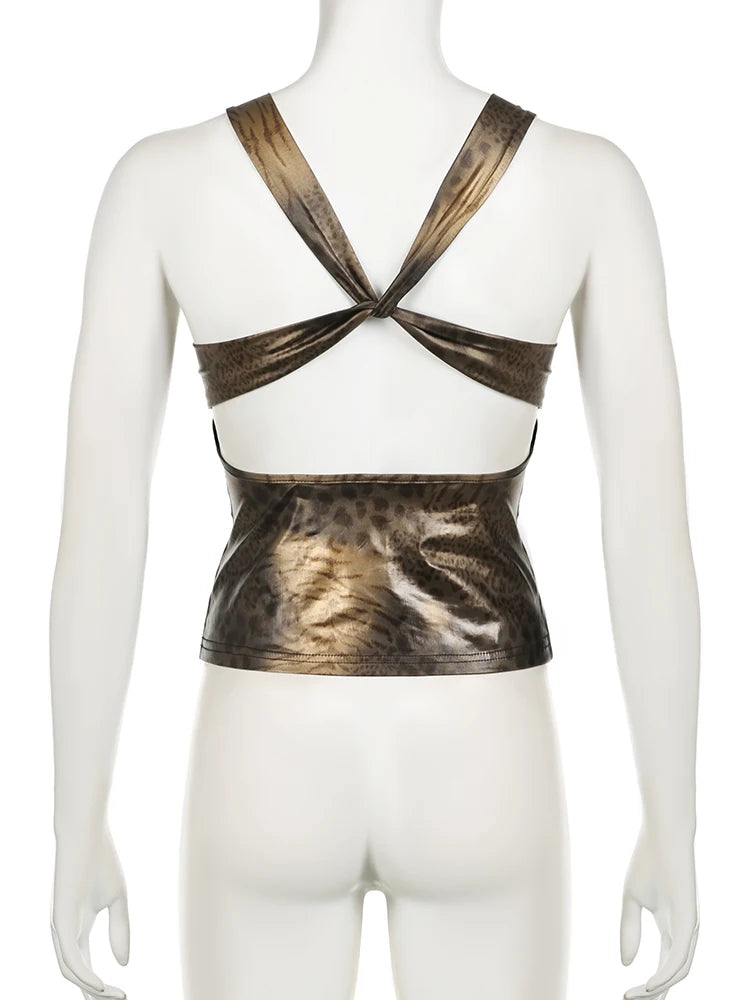 Voguable Vintage Leopard Print Camisole Y2K Aesthetic Sleeveless Crop Tops Women Summer 2024 Sexy Coquette Tank Top Harajuku voguable