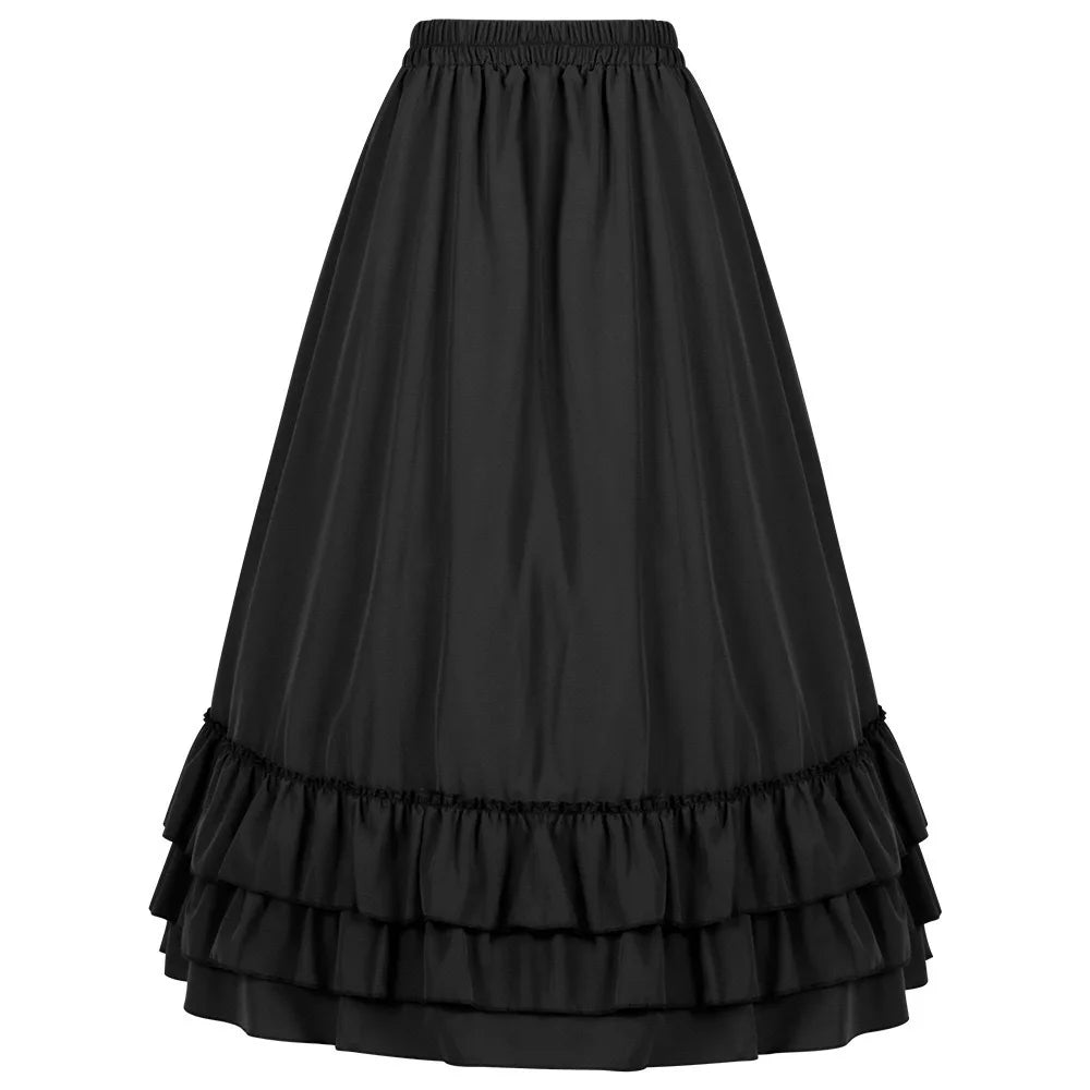 Brown Ruffled High Waisted Long Victorian Skirt Steampunk Skirts Womens Party Wear Gothic Vintage Clothes Medieval Costume Sexy voguable
