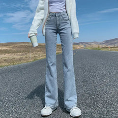 High-waisted Slimming Women's Jeans Petite Size Stretchy Floor-length Trousers Denim Fabric voguable