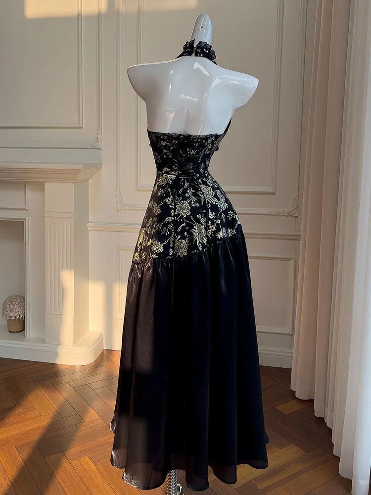 Brooch Women's Neck-mounted Dress Bandage Lace Print Sequins Sleeveless Backless V-Neck 2025 New Dresses Female voguable