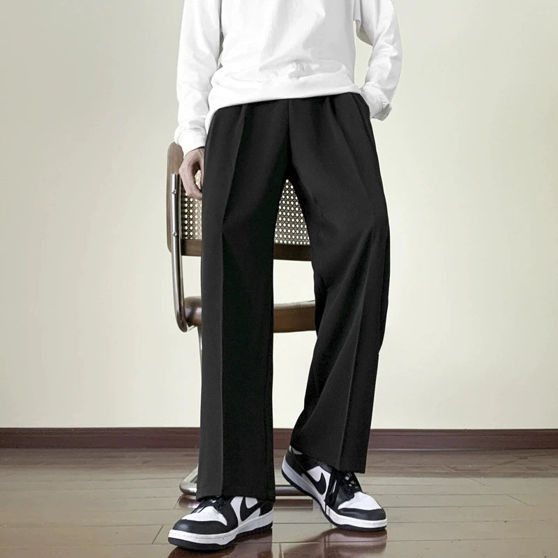 New Fashion Male Suit Pants Light Luxury Draped Cropped Button-down Business Casual Pants Premium Slim-fit Elegant Dress Trouser voguable
