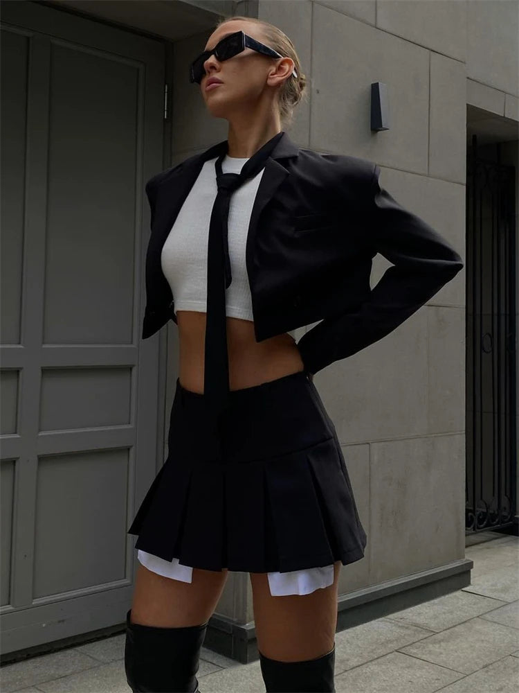 Taruxy Green New Blazers For Women Cropped Coats Jacket Summer Casual Outfits 2022 Fashion Chic Jacket Women's Blazer Suits voguable