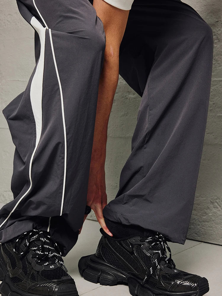 Voguable Parachute Sports Pants for Men Jogging Sweatpants Wide Leg Trousers Male Black Streetwear Loose Casual American Street voguable