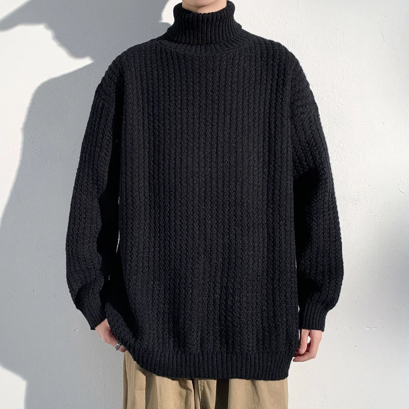 Voguable  Men's Sweaters High Necked Pullovers Autumn Winter New Styles Men's Solid Color Knitted Sweaters Business Casual Sweater voguable