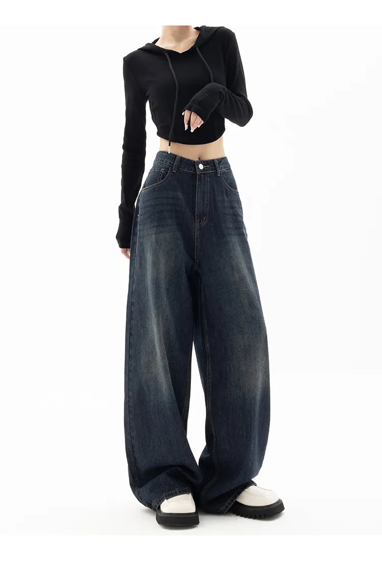 Y2K Vintage High Waist Harajuku Loose Jeans Pants Korean Fashion Women's Grunge Wide Leg Oversized Denim Trouser Female Clothes voguable