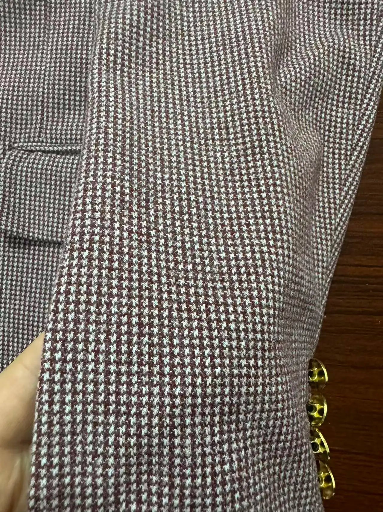 Voguable  Black Men's Suit Jacket Houndstooth Peak Lapel Double Breasted Business Regular Fit Blazer Man plus size voguable