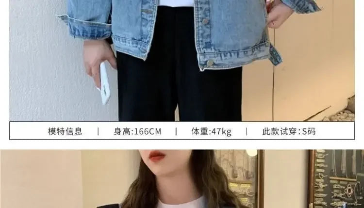 Vintag Distressed Autumn New Denim Jackets Women Lapel Solid Pockets Button High Street Long Sleeve Loose Short Cowboy Coats Top voguable