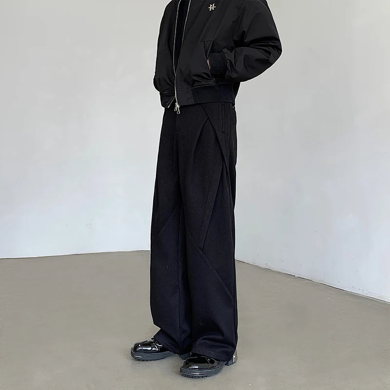 Voguable Black Suit Pants Men Fashion Society Men Dress Pants Korean Loose Straight Wide Leg Pants Men Office Formal Trousers M-2XL voguable