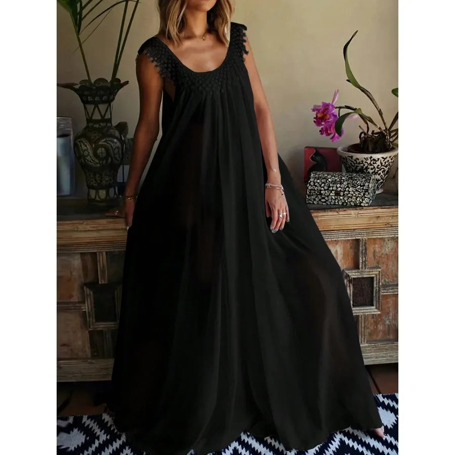 Voguable  Summer European and American -   simple solid color high-end jumpsuit long dress voguable