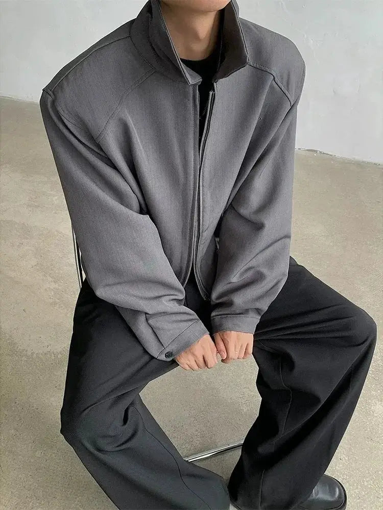 Black Short Autumn Suit Jacket Male College Preppy Wearing American Baseball Uniforms with High-end Shoulder Pad Jacket Chic voguable