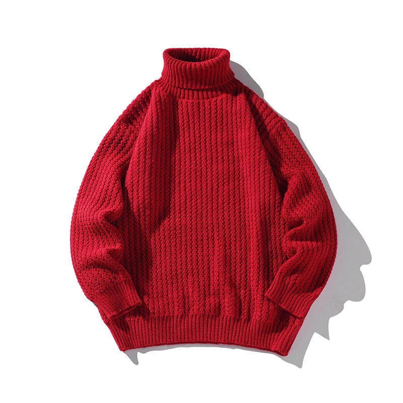 Voguable  Men's Sweaters High Necked Pullovers Autumn Winter New Styles Men's Solid Color Knitted Sweaters Business Casual Sweater voguable