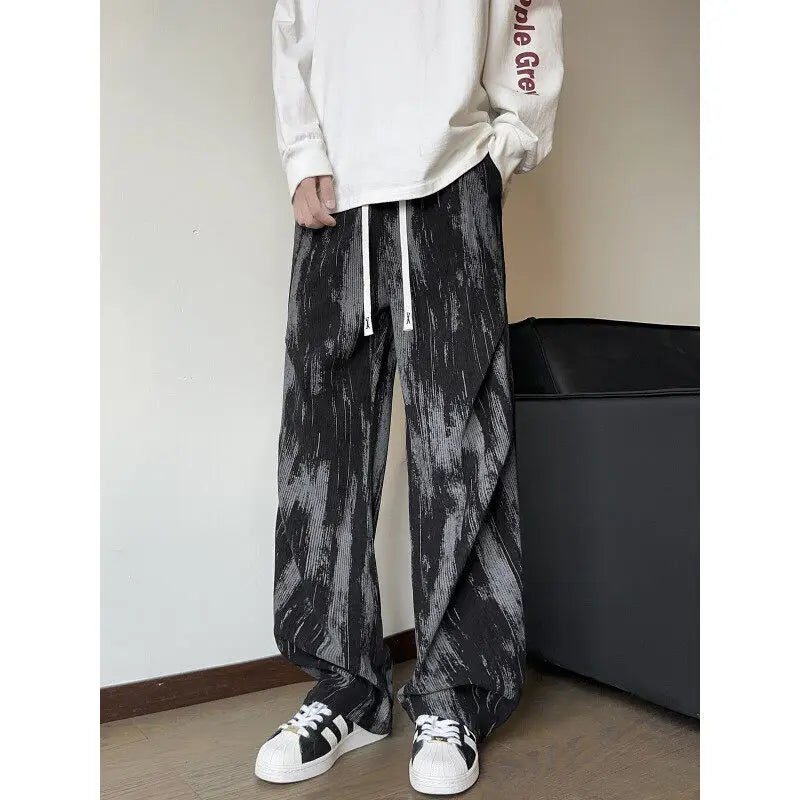 Corduroy Pants Men Fashion Retro Casual Pants Men Streetwear Hip-hop Loose Tie Dye Pants Mens Vintage Trousers Large Size 4XL voguable